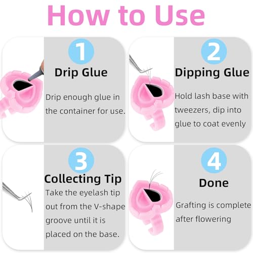 300PCS Pink Disposable Glue Rings for Eyelash Extensions, Adjustable Pigment Holder Cups for Eyebrow Eyeliner Nail Art, Flexible Plastic Lash Rings, Lightweight Professional Beauty Supplies - size: heart pink