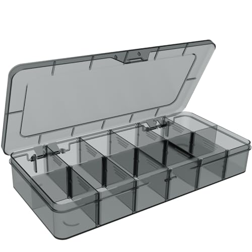 SRNYJAO Plastic Organizer Box,Clear Tackle Box Organizer Compartment - color: gray, size: 12 Grids