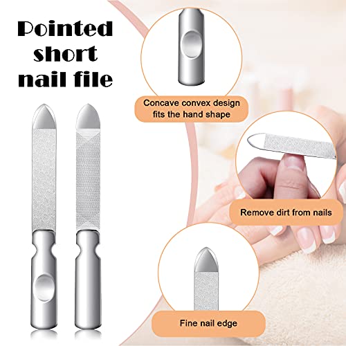3 Pcs Stainless Steel Nail File Kit with Leather Case, Double Sided, Pink - color: Pink