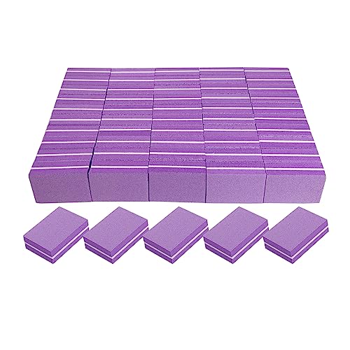 Nail Buffers (50 Pack), Mini Buffer Block Nail File for Acrylic Nails and Natural Nails, 100/180 Grit Nail Buffer Block Bulk Buffing Blocks for Nail Buff Professional Manicure File Blocks Set Purple - size: 50 Pcs Mini 100/180 Grit Purple/White