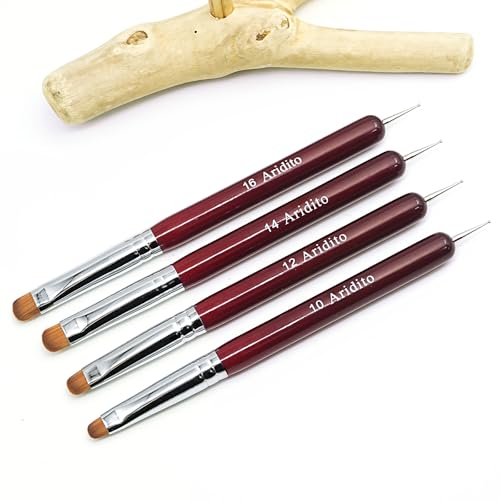 4Pcs Professional Red Wood French Nail Brushes - color: Red