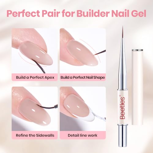 Beetles Builder Gel for Nails TPO-Free,Nude Grey & Nail Art Brush - color: B-Nude Grey