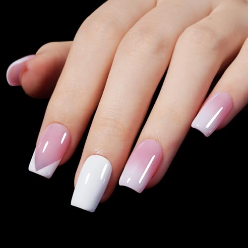 AILLSA Short Square Nail Tips 450PCS Acrylic gel Full Cover Nail Tips
