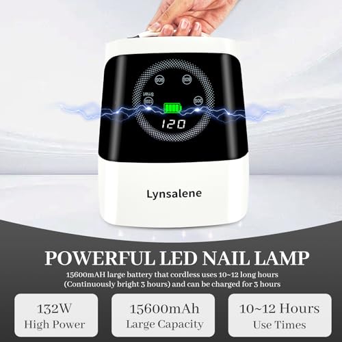 132W UV LED Nail Lamp,Rechargeable Nail Dryer for Gel Nails