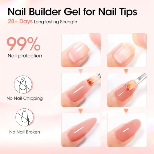 Gellen Builder Gel for Nails, UV/LED Hard Gel Nail Extensions 30g Nude Pink - color: Nude Pink