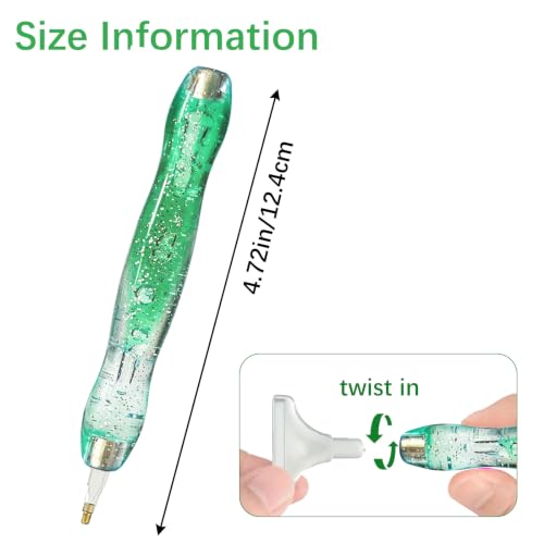 CXJINZE 9 Pcs Plastic 5D Diamond Art Pens Kit with 5 Nibs Stylus Tool,Green - color: Green-9pcs
