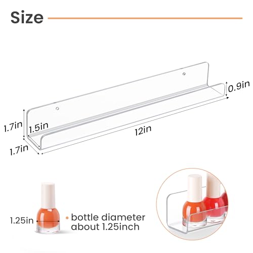upsimples 6 Pcs 12" Clear Acrylic Shelves, Small Shelf for Wall Display