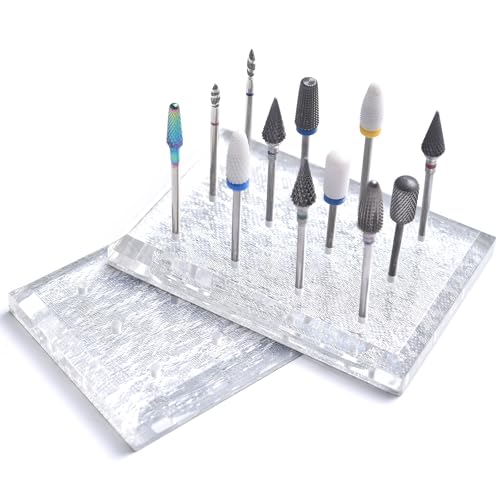 2PCS Nail Drill Bits Holder Acrylic Drill Bit Organizer and Storage - color: 2Pcs Transparent