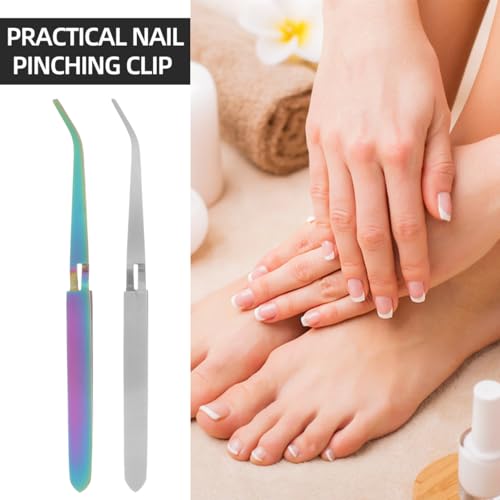 Nail Tools Nail Clips 2Pcs Nail Pinching Tools, Multi-Function Nail Shaping Tweezers Nail Art Pincher, Manicure Pinching Clips Curve Nail Extension Clips Nail Clip Nail Set Tool