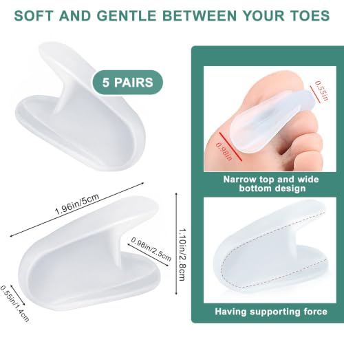 10-Pack Gel Toe Separators for Straightening Overlapping Toes, Men & Women