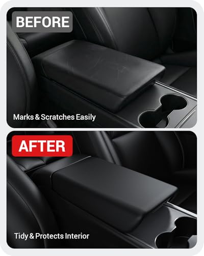 BASENOR Center Console Armrest Cover for 2017-2024 Tesla Model Y Model 3 - size: Model Y / 3 Black