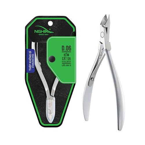 NGHIA Cuticle Nipper - D-06 JAW 16 | Stainless Steel | Durable and Sharp | Ergonomic Design | Grey Plated | Ideal for Salons and Home Use - size: Jaw 16 (6.5 - 7.5 mm)