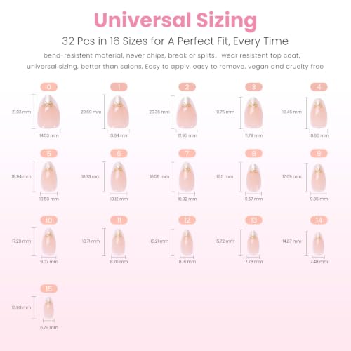 Nail Reformation Press On Nails, Bow-So-Chic Short Almond Fake Nails 32 Pcs - color: Bow-So-Chic