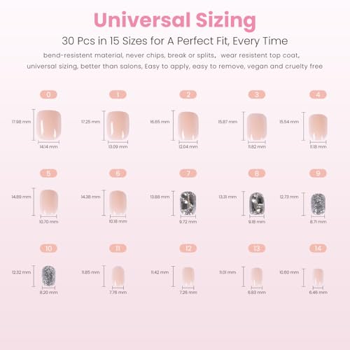 Nail Reformation Press On Nails, Disco Ball | Short Square 15 Sizes 30 Pcs - color: Disco Ball