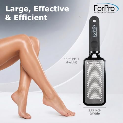 ForPro Professional Collection Premium Stainless Steel Foot Rasp, Colossal Foot File & Callus Remover, Instantly Removes Calluses & Smooths Cracked Heels, 10.75" L x 2.75" W, Black