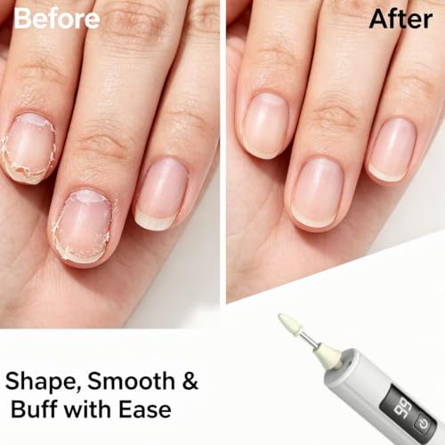 Cordless Electric Nail File 3-Speed Rechargeable Nail Drill with LED Light