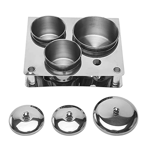 3PCS Stainless Steel Nail Art Dappen Dish with Lid for Acrylic Nail Liquid
