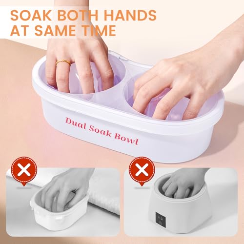 Dual Nail Soaking Bowl for Both Hands, Acetone-Proof Manicure Soak Bowl Kit - color: D1-White for big hands