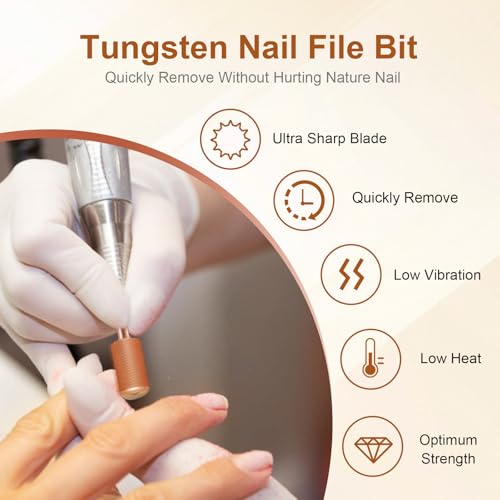3/32" Large Smooth Barrel Safety Nail Drill Bit for Gel & Acrylic Removal - color: Rose Gold, size: 2XC