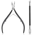 Ejiubas Cuticle Trimmer with Cuticle Pusher, Sharp Efficient Cutting, Black - color: Cuticle Nipper & Pusher