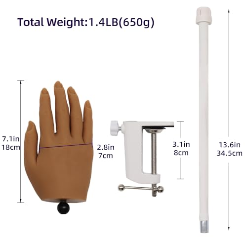 KnowU Silicone Nail Practice Hand, Acrylic Nails Manicure Model, Durable Nail Training Mannequin for Beginners and Professionals, Brown - color: Brown, size: Clamp Stand