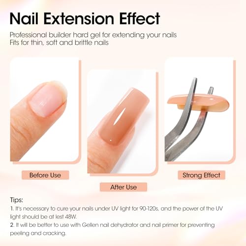 Gellen Builder Gel for Nail Extensions, Apex, Strengthener, 30g Nude - color: Nude