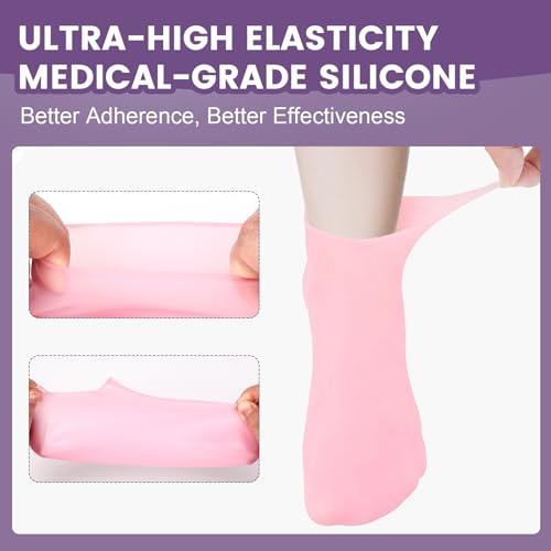 2 Pairs Silicone Socks Gloves Set for Dry Cracked Feet Hands, Size 10 - size: 1 Pair Socks & 1 Pair Gloves