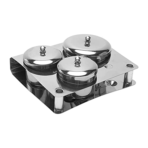 3PCS Stainless Steel Nail Art Dappen Dish with Lid for Acrylic Nail Liquid