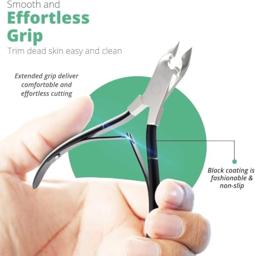 Professional Cuticle Trimmer & Nippers, Stainless Steel Nail Care Tool - color: Black