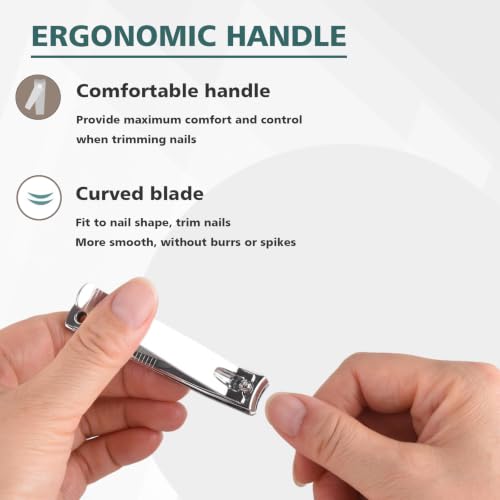 Nail Clippers Set,Fingernail&Toenail Clippers with Nail File,Silver - color: Silver