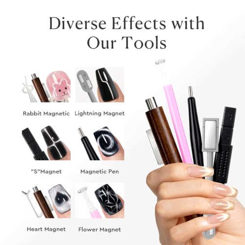 AZUREBEAUTY Cat Eye Magnet, Dual‑Head 3‑in‑1 Magnet Pen Magnet for Nails - size: 11Pcs