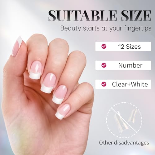 Krofaue Short French Half Wrap Nail Tips, 120PCS Acrylic False Tips - color: French Short Half Wrap