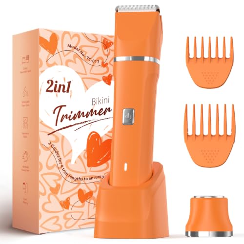 Electric Razor for Women Men - Wet Dry Shave, Waterproof Bikini Trimmer, Pubic Hair Removal Shaver with Hypoallergenic Ceramic Blades, Facial & Body Groomer, USB Recharge, Birthday Gifts - color: Orange