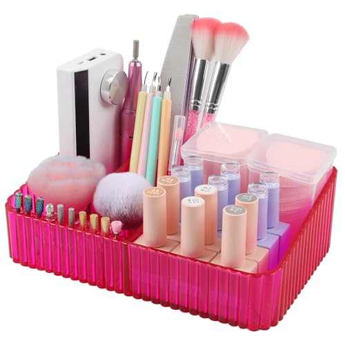 Nail Drill Holder, 10 Holes Nail Drill Machine & Bits Storage Box - color: Rose
