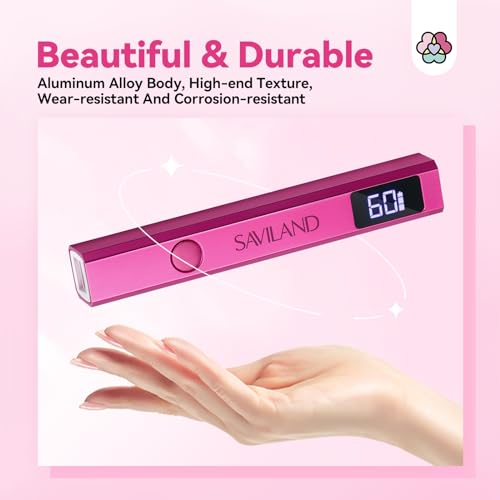 SAVILAND Mini Handheld U V LED Nail Lamp, U V Light for Gel Nails, 12W - color: Bright Pink