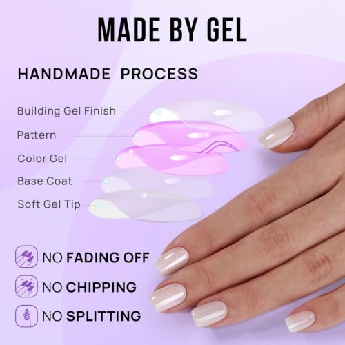 BTArtbox Press On Nails, Short Square White Fake Nails, 32Pcs Full Kit - color: A-Vanilla Glazed