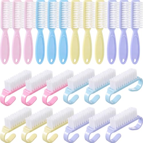 Patelai 24 Pcs Nail Brushes for Cleaning, Fingernail Hand Toes,Macarons - color: Macarons