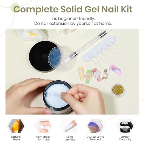 MIZHSE White Solid Builder Gel for Nails, Sculpting Gel Non-sticky Hand - color: 100g White