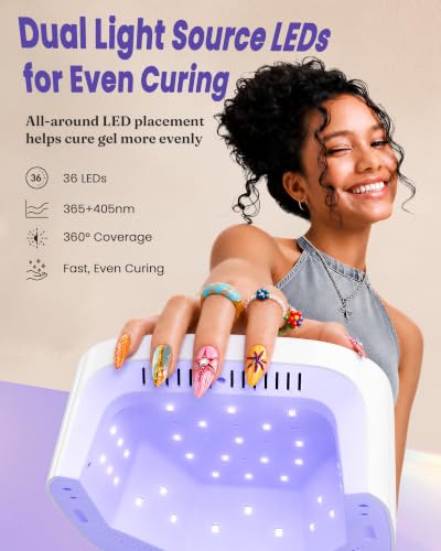 Lavinda UV LED Nail Lamps for Gel Polish Long Battery Life Nail Dryer White - color: White-long Lasting