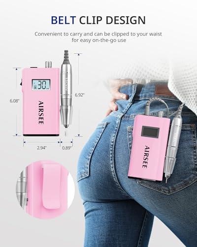 AIRSEE Rechargeable 30000RPM Electric Nail Drill,Salon Home Use,E8 Pink - color: E8 Pink