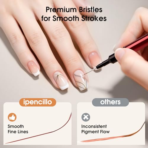 Nail Art Brushes, Nail Liner Brushes, 6Pcs Fine Nail Art Brushes - color: Black