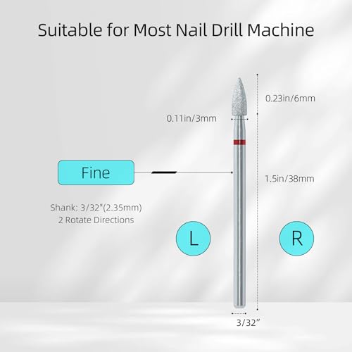 Diamond Nail Drill Bits for Cuticle Removal - 3mm Conical Fine Chrome Coated Rotary Burr for Dead Skin Cleaning, Professional Russian Manicure Accessories, Fit Electric Nail Drill Machines - color: 3mm Conical F