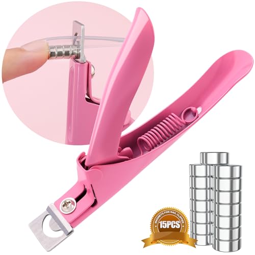 Light Pink Adjustable Nail Clippers with Magnets Sizers Nail Tip Cutter - color: 03 Light Pink Metal, size: Samll Handle