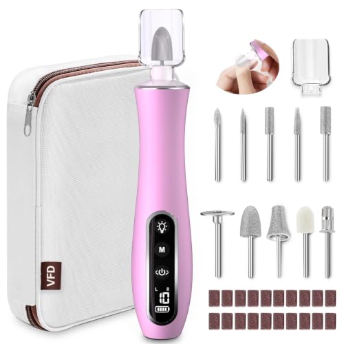 Electric Nail File Drill Cordless 2000 mAh Rechargeable 10-Speed Nail Filer - color: Purple