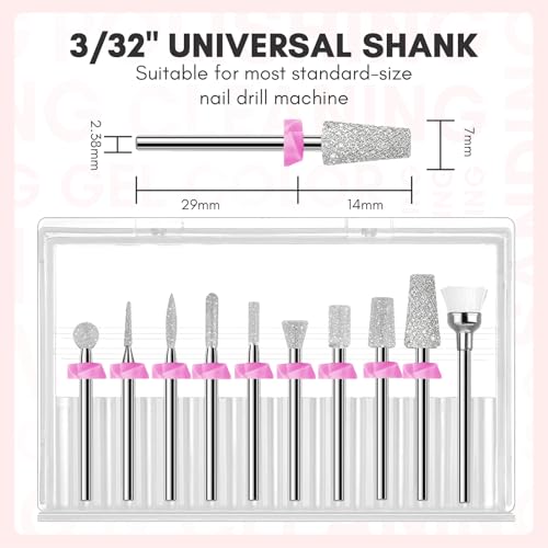 Makartt Nail Drill Bits:10Pcs Dimond Sanding Bit Sets for Nail Drill E-File