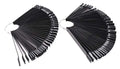 2 Sets 100 Tips Fan Shape Plastic Nail Art Tips Display Polish Board Display Practice Sticks with Metal Split Ring Holder (Black) - color: Black