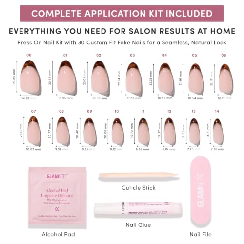 Glamnetic Press On Nails - Medium Oval, Glossy Fake Nails 30 Pc Full Kit - color: 2A - Too Much