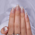 BTArtbox Press On Nails, Short Coffin French Tip Nails, 32 Pcs Full Kit - color: A1-Milky Way