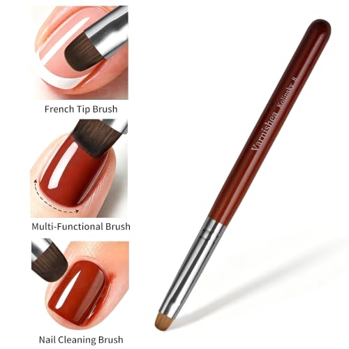 Kolinsky French Tip Nail Art Brush Solid Wood Handle Smooth Bristles for Precise Manicure Clean Up Professional Salon & Home DIY Manicure Tool Professional Nail Brush - Size 8, 1.0 Count