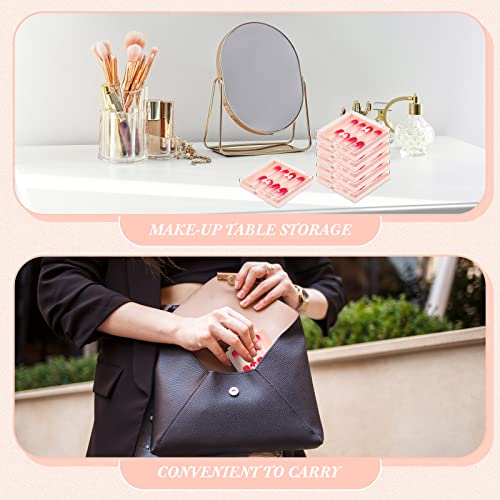 Landhoow 15 Pcs Press on Nail Box, Acrylic Display Case,Pink - color: Pink